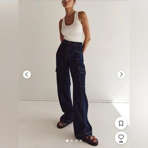 DISSH BRODY INDIGO MID RISE CARGO DENIM PANT